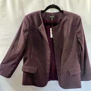 Ann Taylor Snap Closure Crew Neck Brown Suit Jacket